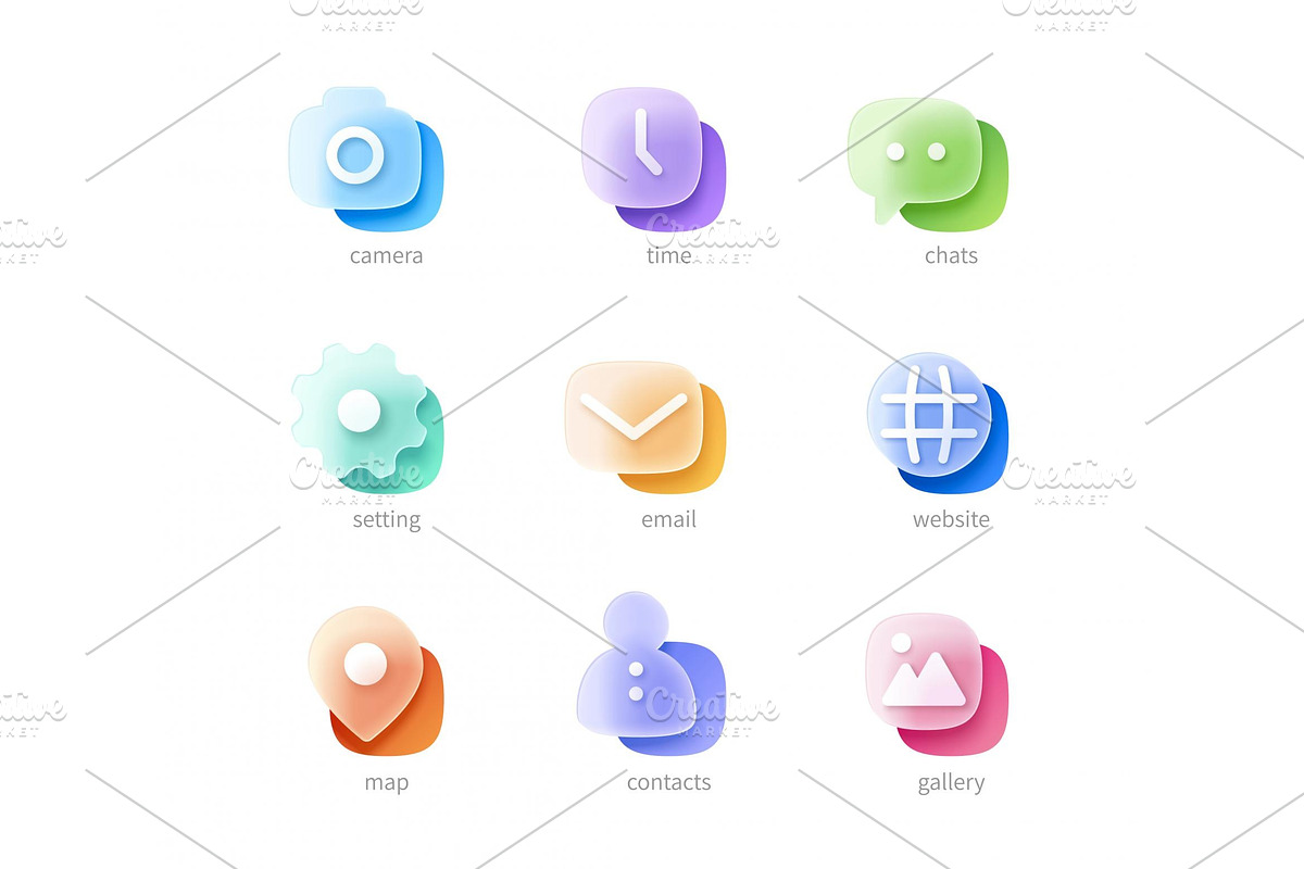 3d website or mobile app icon set, an Icon by TotallypicRF