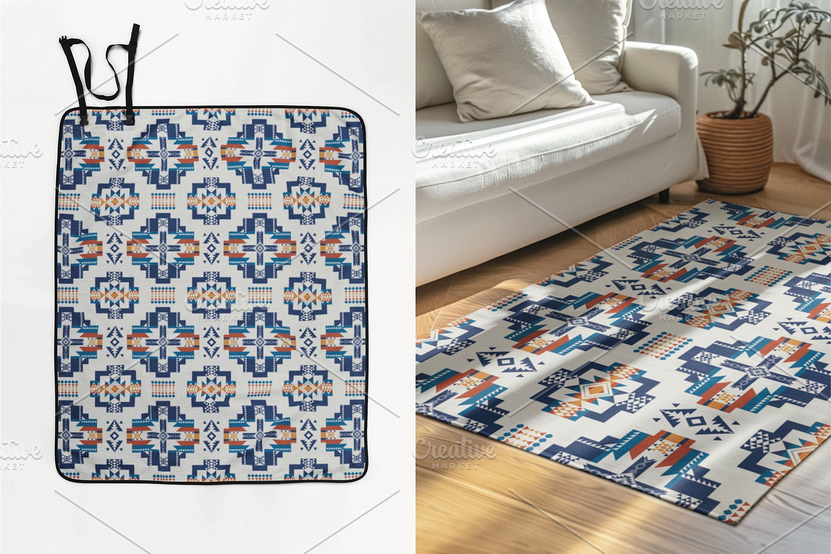 Blue Native Southwest Pattern, a Pattern Graphic by PPEthnicDecorPattern (Photo 4 of 10)
