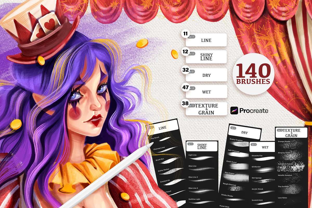 ULTIMATE WET & DRY PROCREATE BRUSHES, a Brush Add-On by AlexandraArt (Photo 2 of 11)