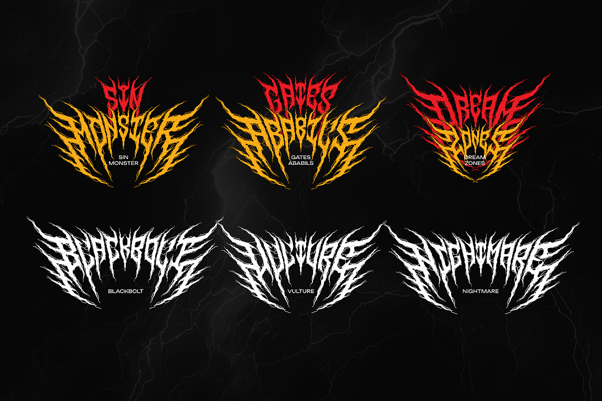 Megavolts | Black Metal Font, a Blackletter Font by Denustudios (Photo 4 of 12)
