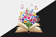 Vintage Flowers With Book Clipart, an Illustration by Creative Art (Thumbnail 4 of 9)