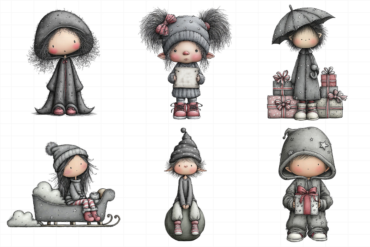 Gothic or Moody Christmas Elf Clipar, an Illustration by Daily.Designs (Photo 3 of 5)