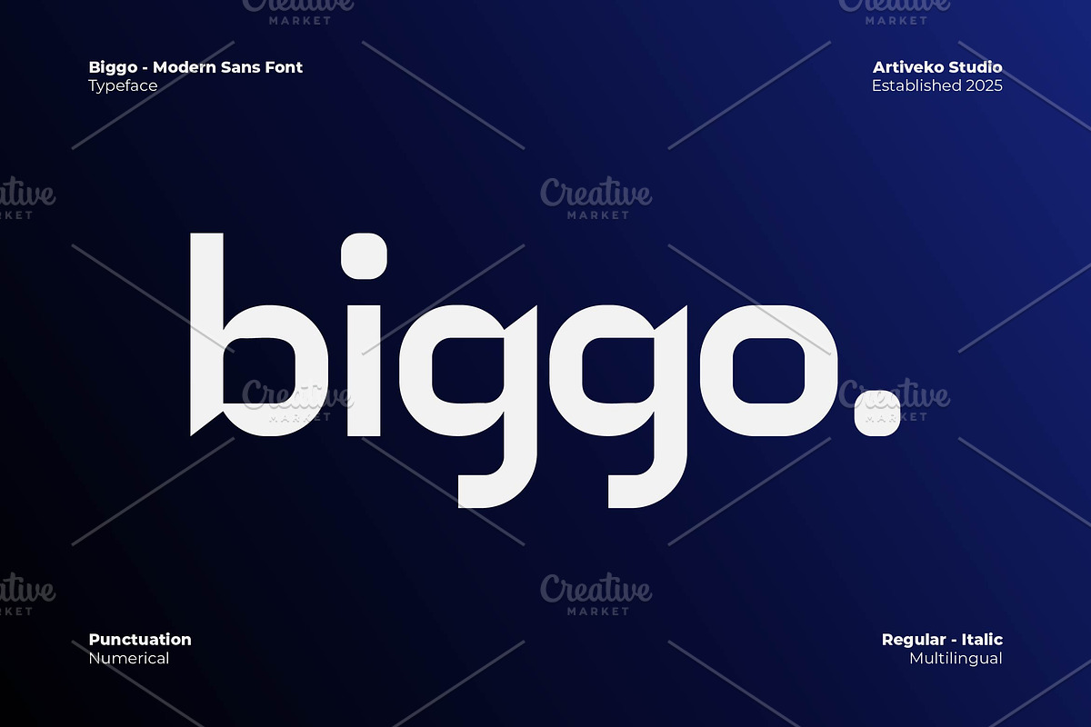 Biggo Modern Sans Font, a Sans Serif Font by Artiveko (Photo 1 of 11)