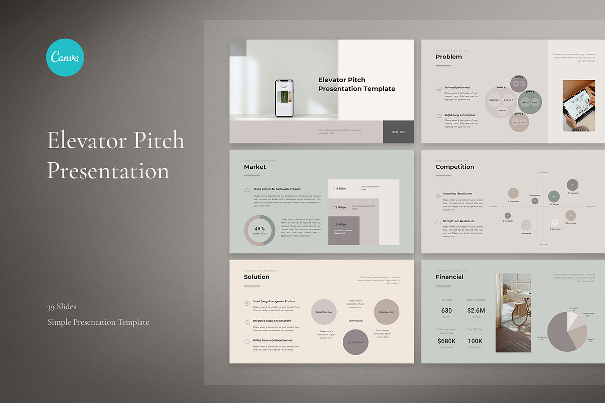 Canva Elevator Pitch Presentation, a Presentation Template by CreativityForest (Photo 1 of 8)