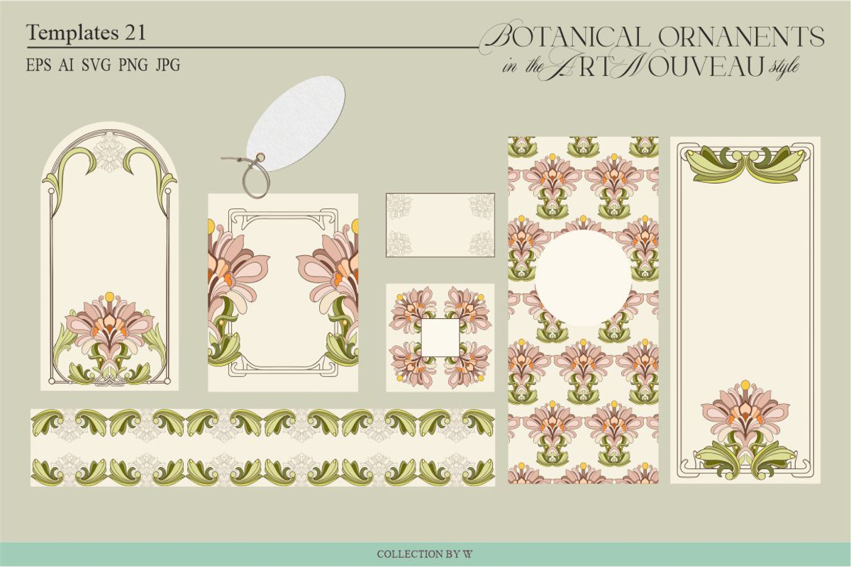 Art Nouveau Botanical Ornaments III, a Pattern Graphic by Collection by VY (Photo 8 of 8)