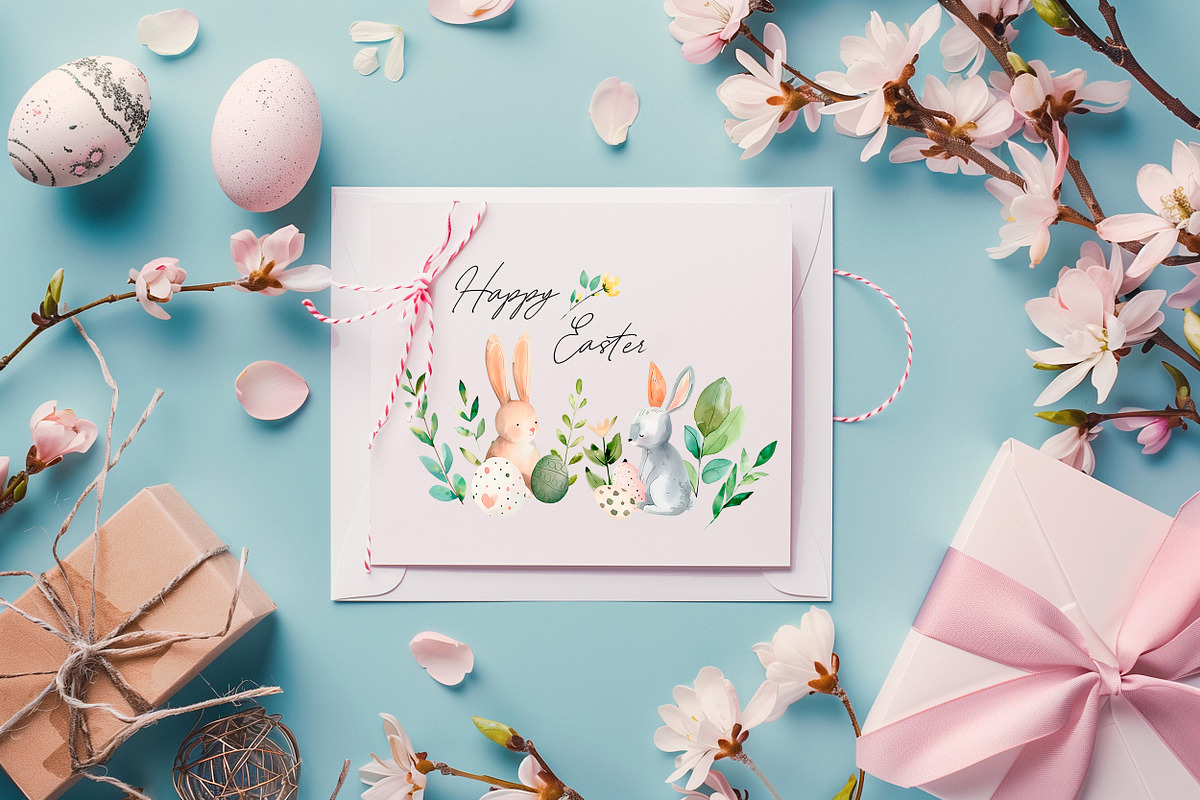 Happy Easter Watercolor Easter Bunny, an Animal Illustration by AlineArtStore (Photo 10 of 11)