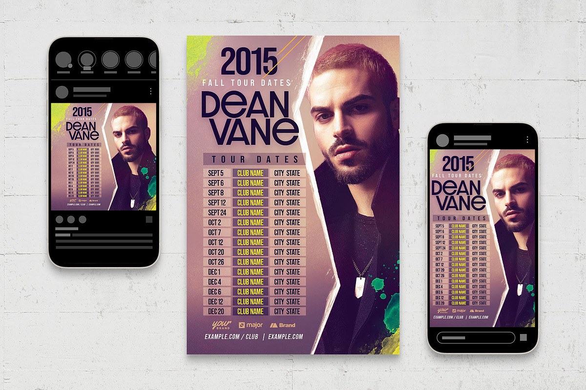 DJ Tour Dates Schedule Template, a Flyer Template by BrandPacks
