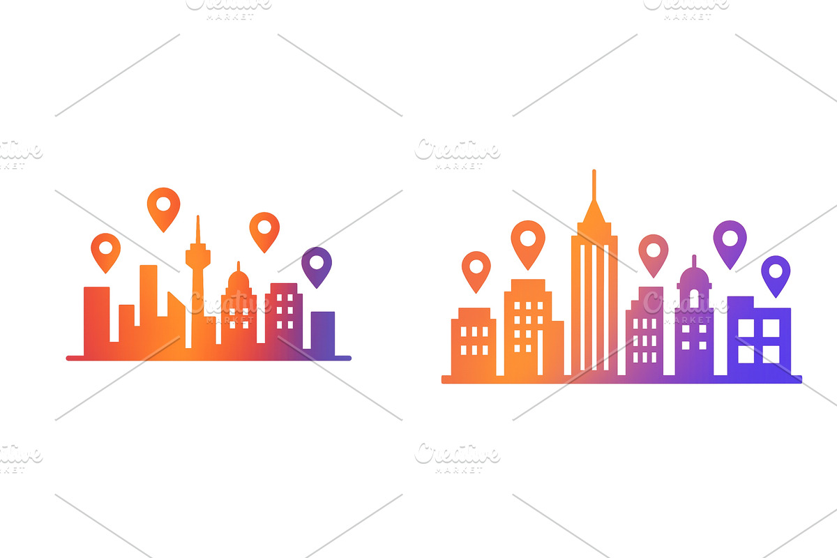 City skyline graphic with location, a Technology Illustration by ZinetroN