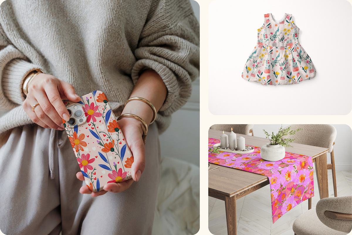 Sweetheart Garden Folk Florals, a Pattern Graphic by Ninterints (Photo 6 of 10)