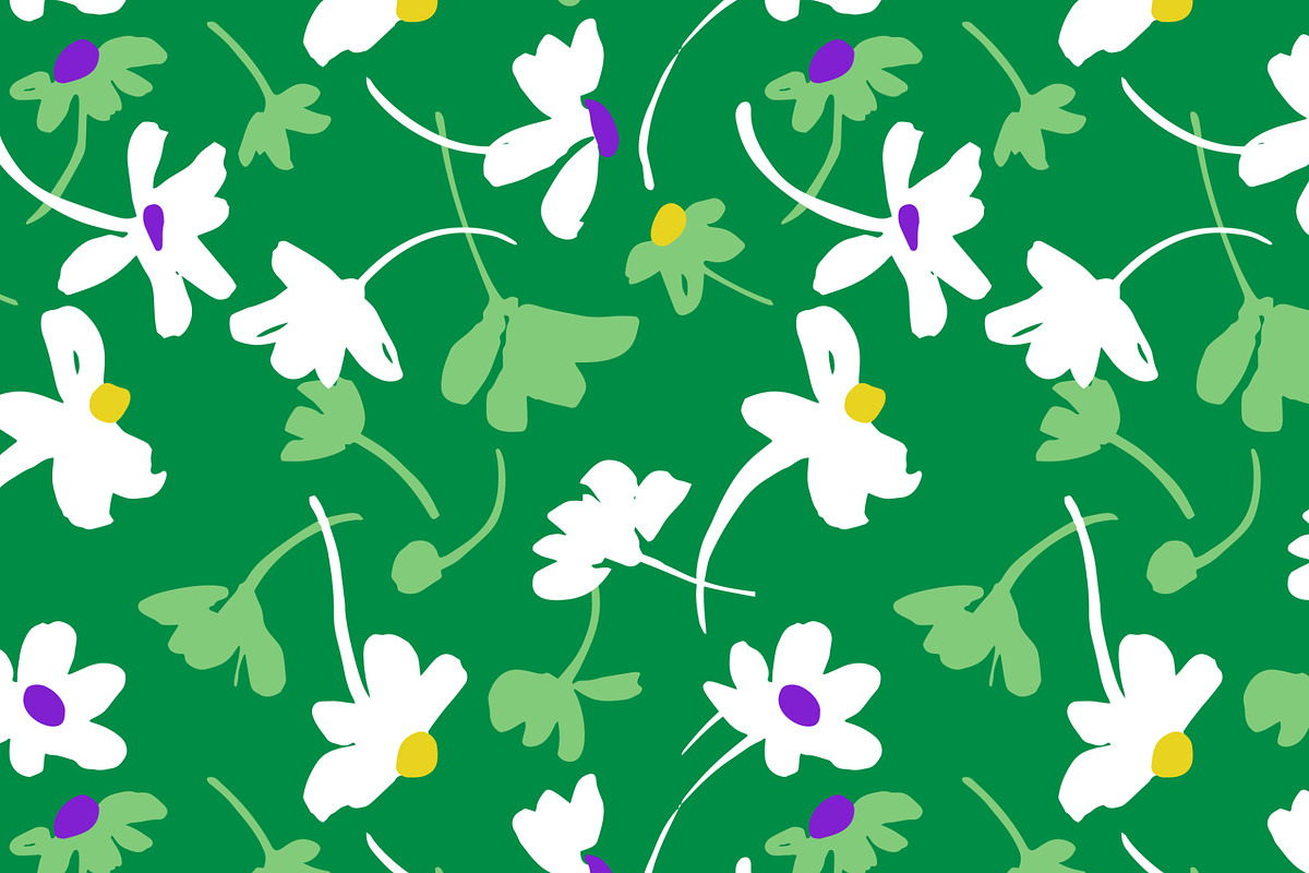 Simple daisies. Vector set 4 prints., a Pattern Graphic by GALAKAM (Photo 2 of 6)