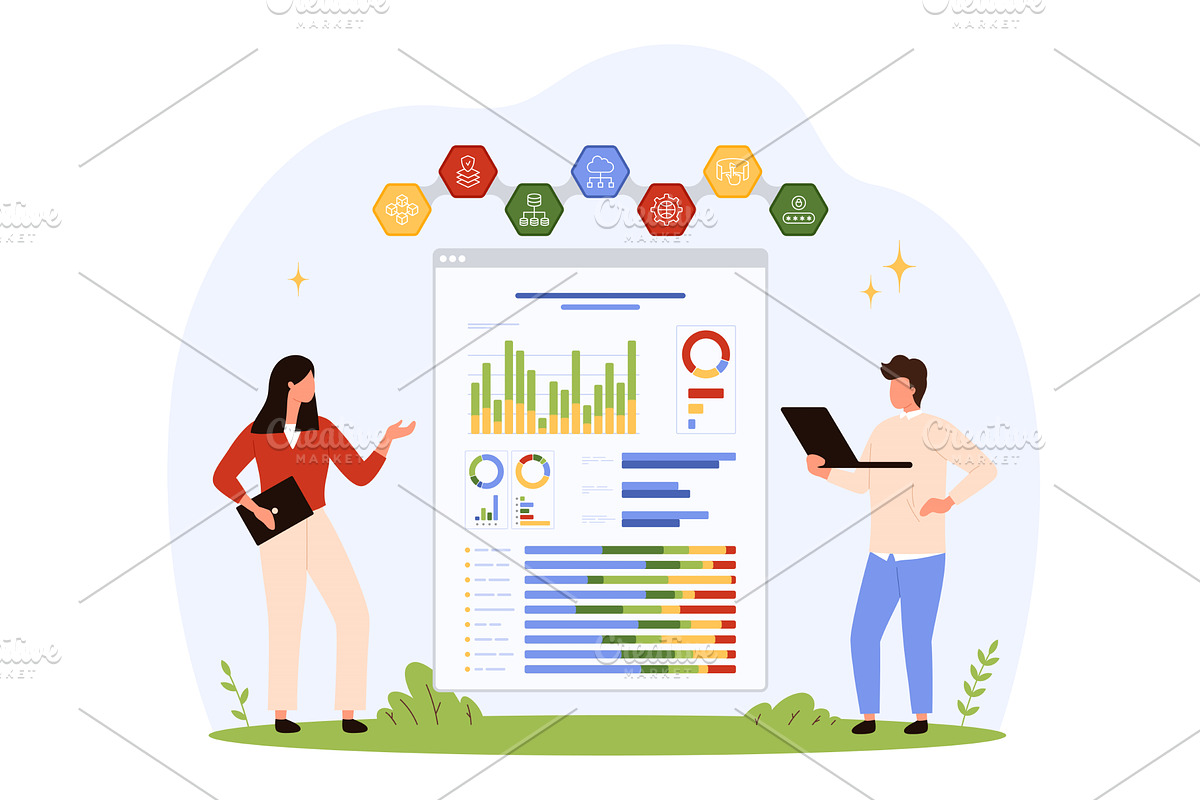 Business Plan Analysis with Data, a Person Illustration by Flashvector
