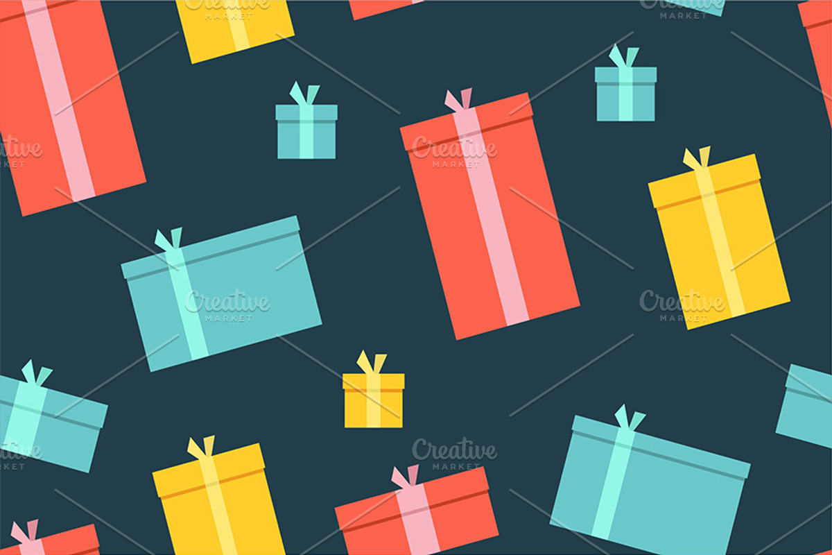 Seamless Patterns Of Gift Boxes, a Background Graphic by Volyk (Photo 2 of 6)