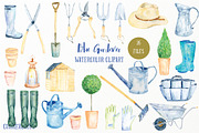 Watercolor Clipart Blue Gardener, an Illustration by Corner Croft (Thumbnail 2 of 4)