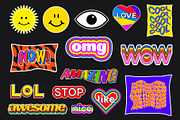 Emoji Trendy Stickers Vector Set | Creative Market