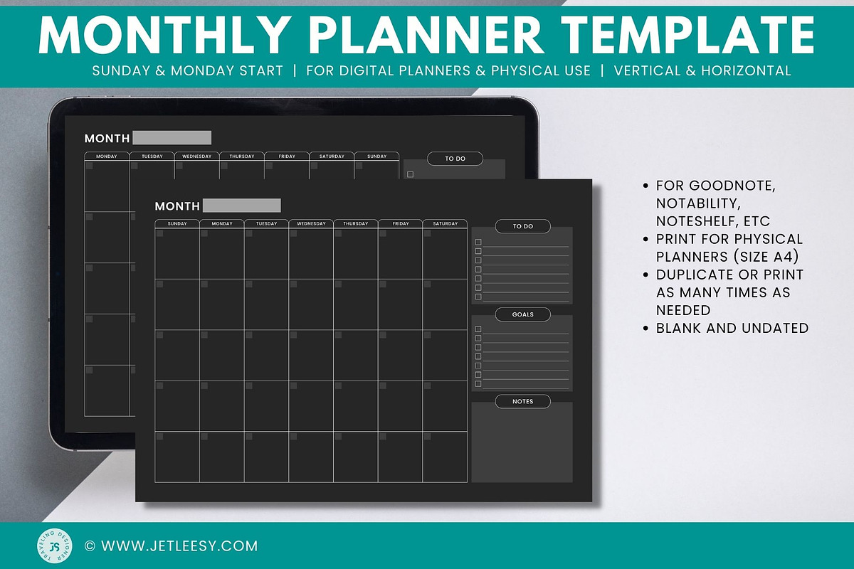 Monthly Planner Template, a Stationery Template by Traveling Designer (Photo 1 of 3)