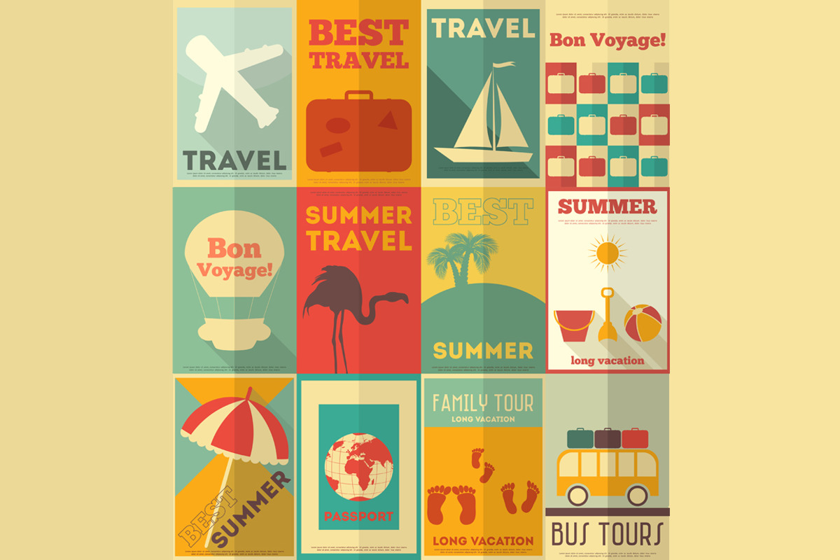 Flat Travel Posters Set, a Transportation Illustration by ELFIVETROV DESIGN (Photo 3 of 3)