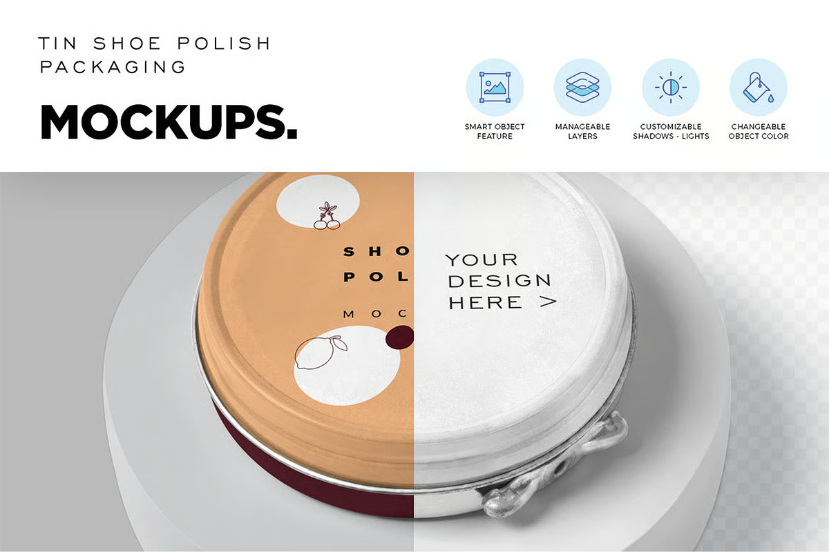 Shoe Polish Tin Mockups, a Product Mockup by megostudi0 (Photo 4 of 6)