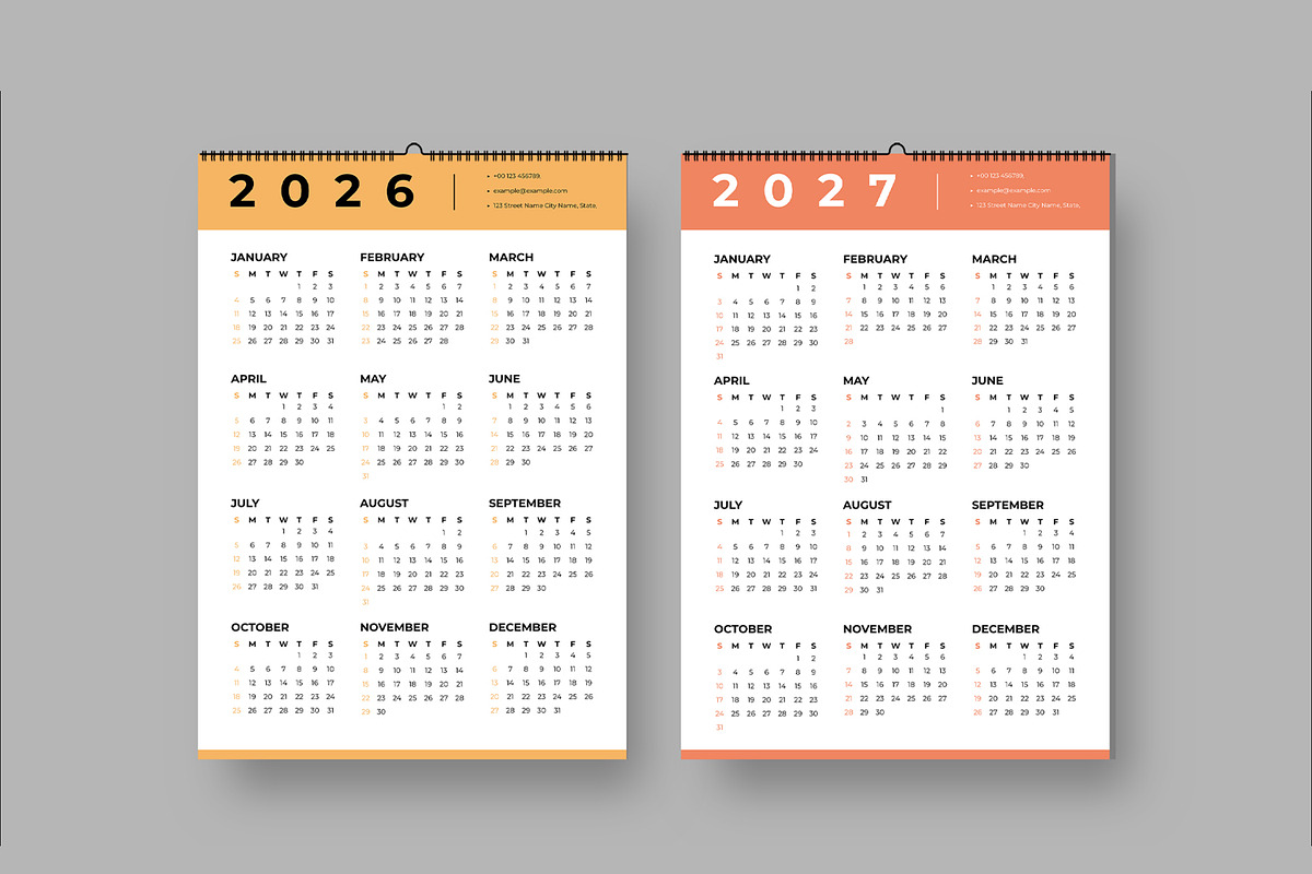 Calendar Set For 2025 To 2028 Years, a Stationery Template by ContestDesign (Photo 2 of 3)