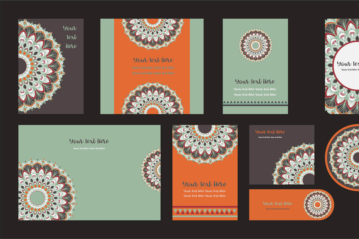 20 Mandala Vintage Template Card., a Card Template by Noree (Photo 4 of 20)