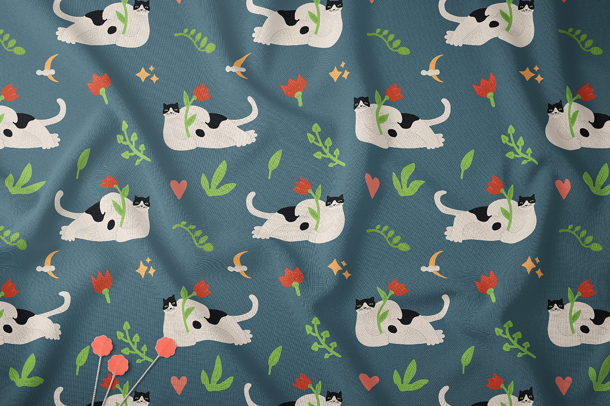 Cat stickers. Vector set. + Pattens., a Pattern Graphic by anna khramtsova (Photo 4 of 14)
