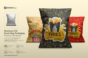 Foil Snack Bag Packaging Mockup