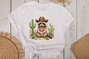 Cowboy Raccoon Western Desert Cactus, an Animal Illustration by CraftArtStudio (Thumbnail 3 of 4)