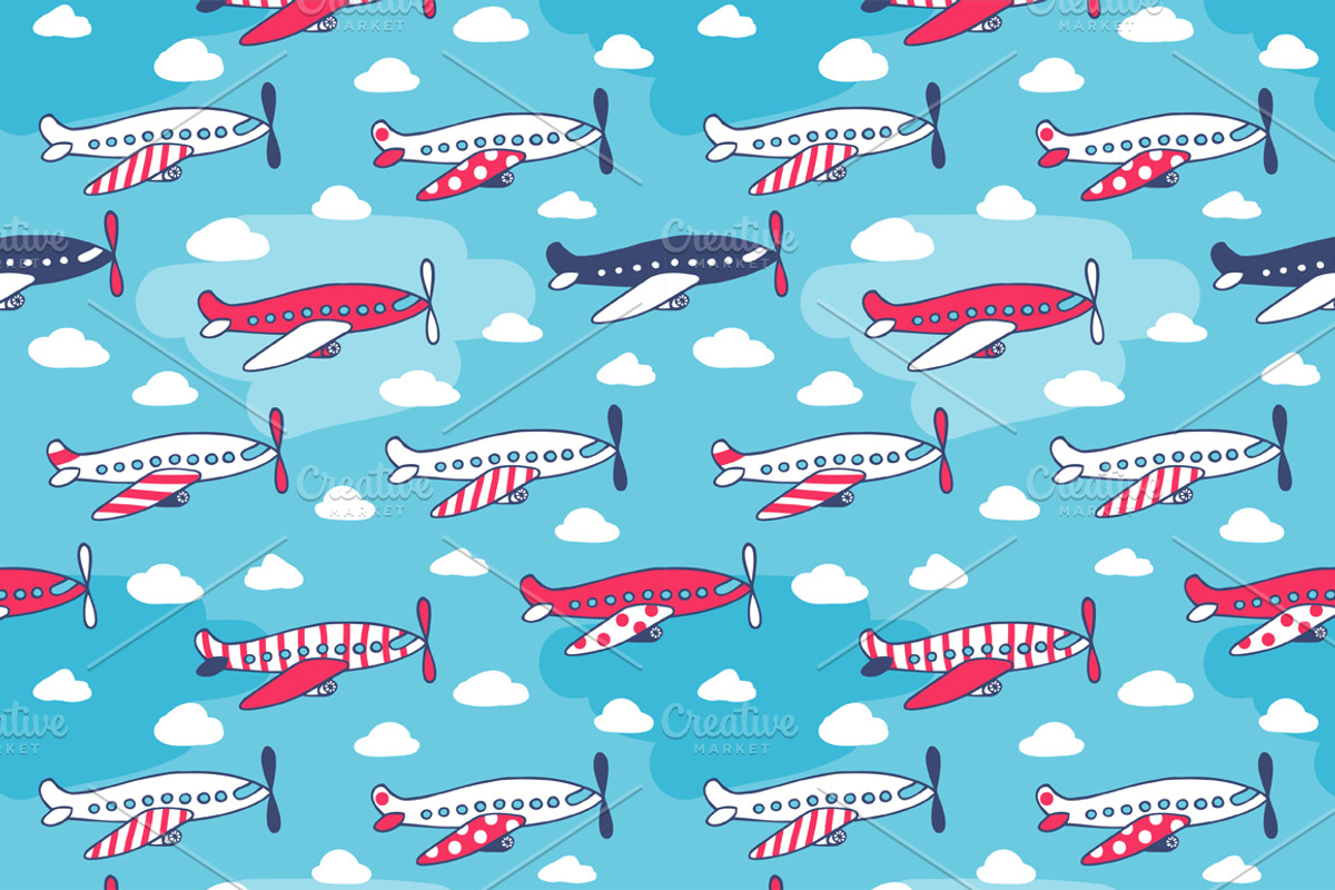 6 transport seamless pattern, a Pattern Graphic by EvgeniaV (Photo 3 of 7)