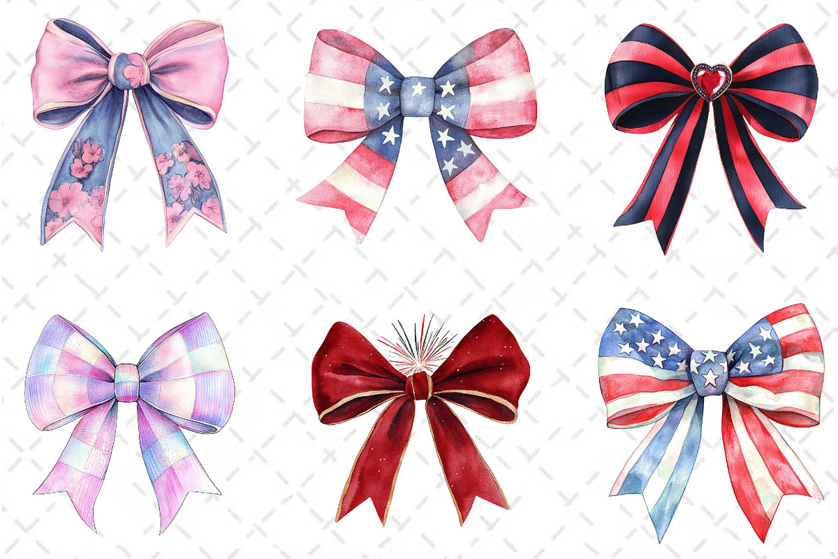 USA Coquette Bow Clipart, an Illustration by Dream Creation (Photo 5 of 5)