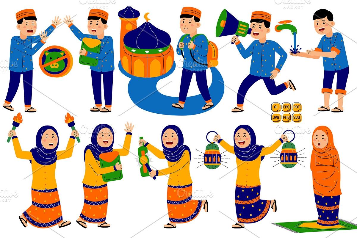 Young People Muslim Ramadan #05, a Person Illustration by MEDZ