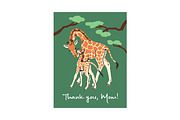 Mother's Day cards with animals set, an Animal Illustration by PaperTrident (Thumbnail 6 of 11)
