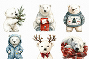 Christmas Polar Bears Clipart, an Illustration by Craft Nest (Thumbnail 2 of 6)