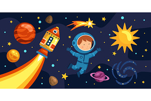 Children outer space. Kids, an Illustration by Stock-Smart-Start