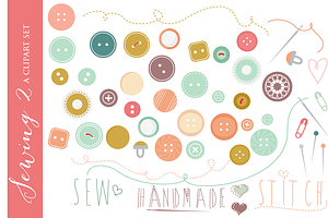 Buttons clip art vintage clipart sew