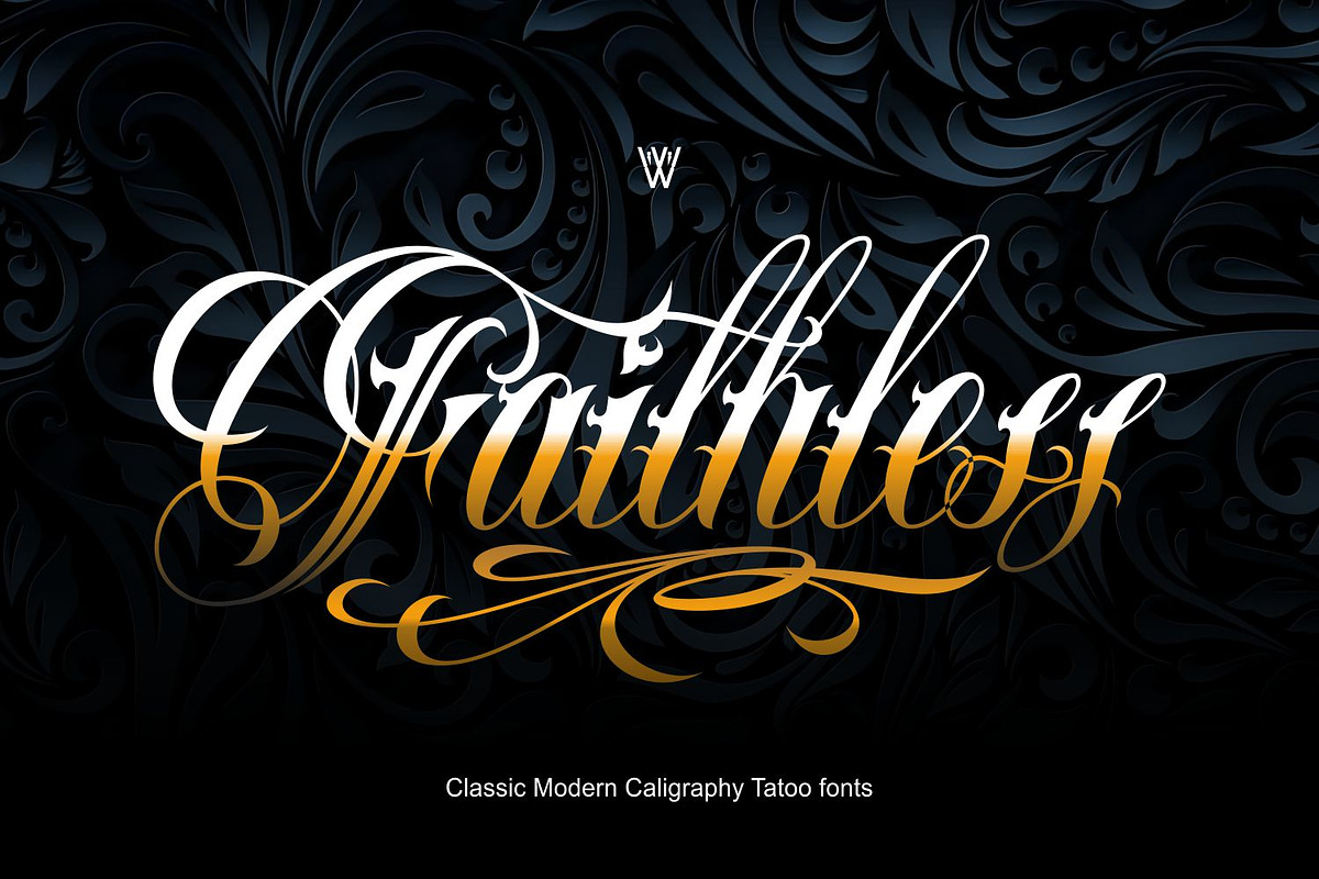 Faithless Edgy Tattoo Font, a Script Font by WhymoreArt (Photo 1 of 12)
