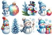Christmas Winter Blue Snowman Clipar, an Illustration by Designworld (Thumbnail 2 of 4)
