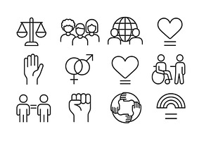 Icons representing equality, love, an Illustration by ZinetroN