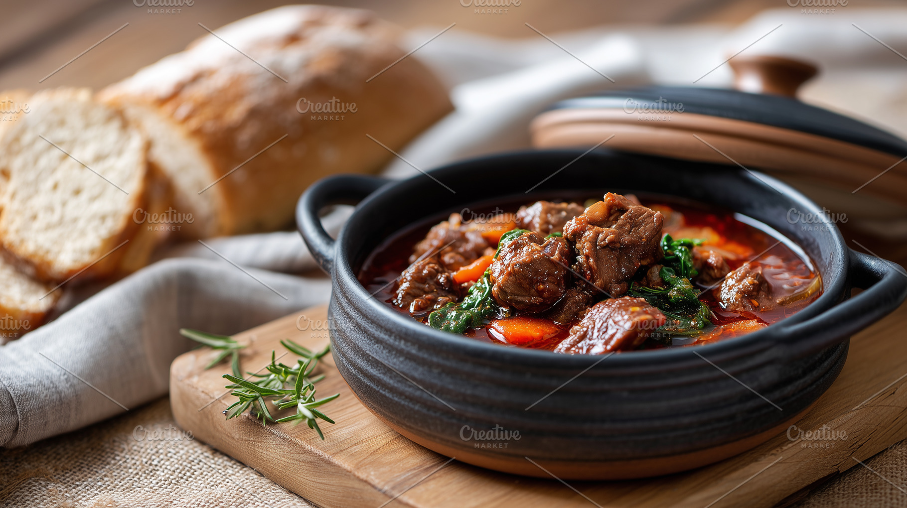 Beef stew with vegetables served in, a Food & Drink Photo by MistyDay