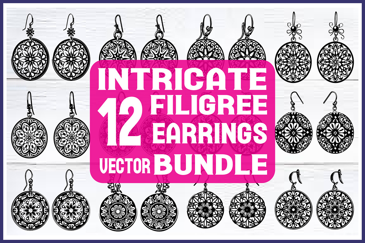 Round Filigree Earrings SVG Set, an Object Graphic by Creativeshirt (Photo 1 of 13)