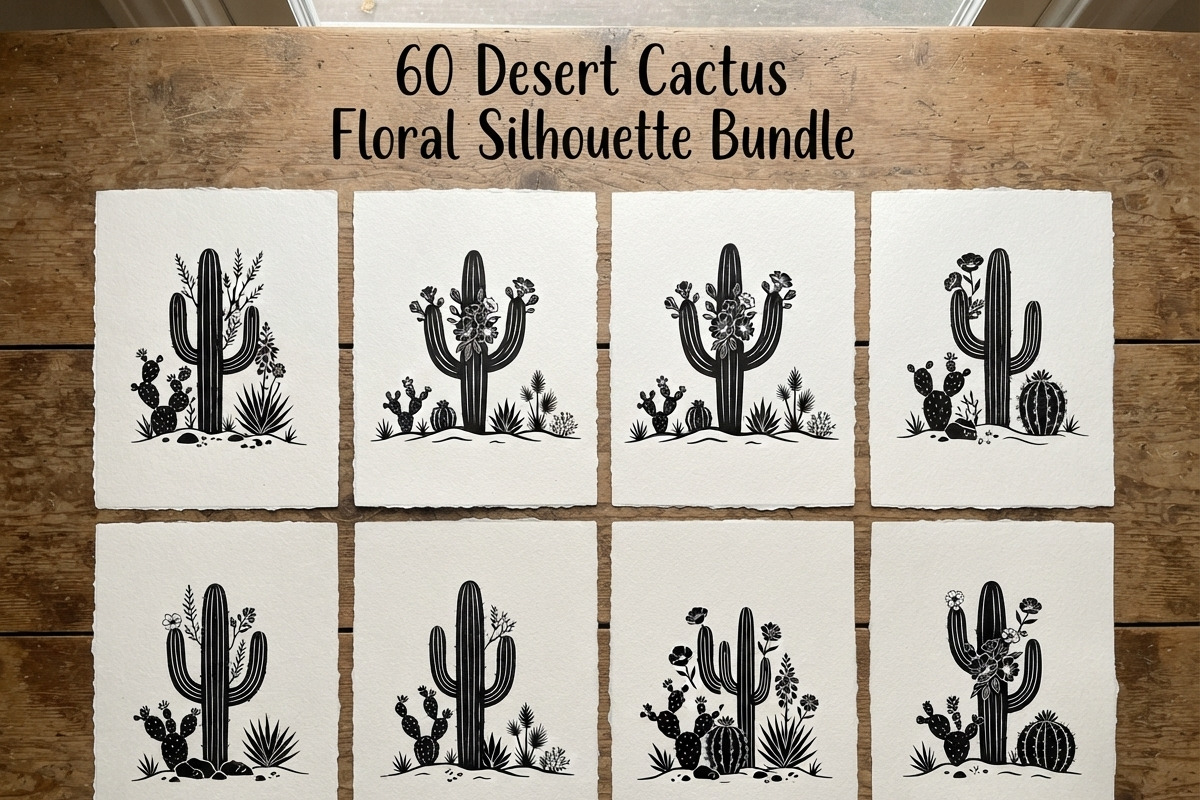 60 Desert Cactus Floral Silhouette, a Seasonal Illustration by Amazin_art (Photo 1 of 34)