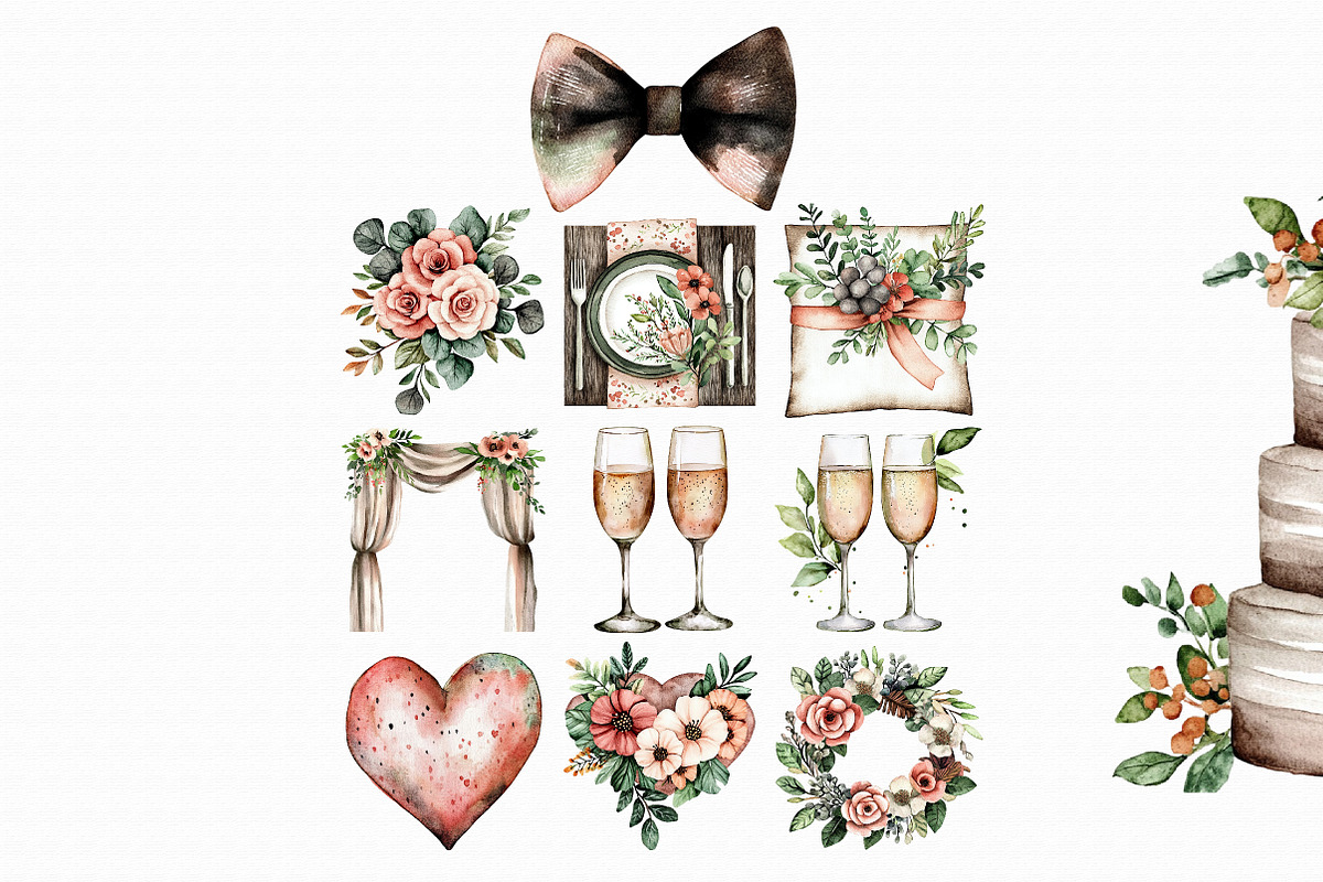Wedding Watercolor Clipart, an Illustration by Libby Wishes (Photo 5 of 5)