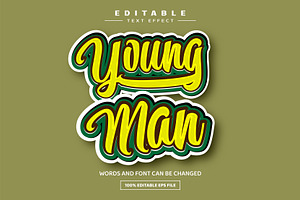 Young Man 3D Editable Text Effect