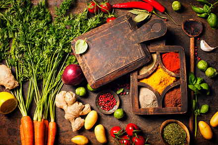 Healthy cooking concept stock photo containing spices and food, a Food & Drink Photo by Natalia Klenova's Shop