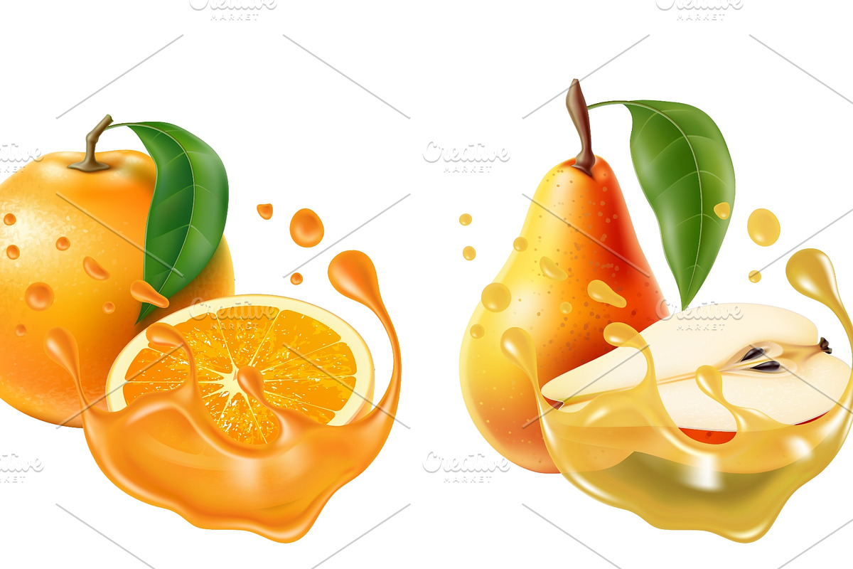 Ripe fruit. Orange and apple, a Food Illustration by Vectorbuum (Photo 2 of 3)