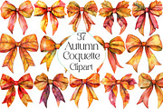 Watercolor Autumn Coquette Bow Clipa, an Illustration by DreamPrint404 (Thumbnail 1 of 5)