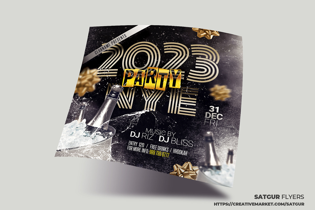 New Year Eve Party Flyer Template, a Flyer Template by Satgur Graphic Design (Photo 4 of 4)