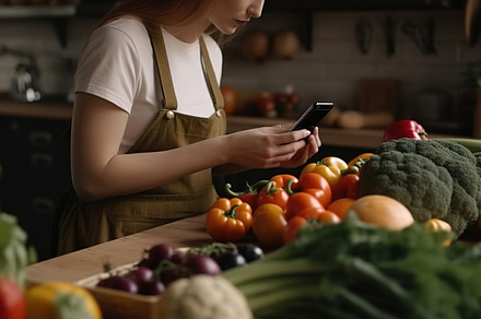 Woman making order of fresh grocery, a Food & Drink Photo by Virgo Studio
