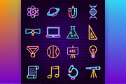 Education Back to School Neon Icons, an Outline Icon by Anna_leni (Thumbnail 2 of 11)