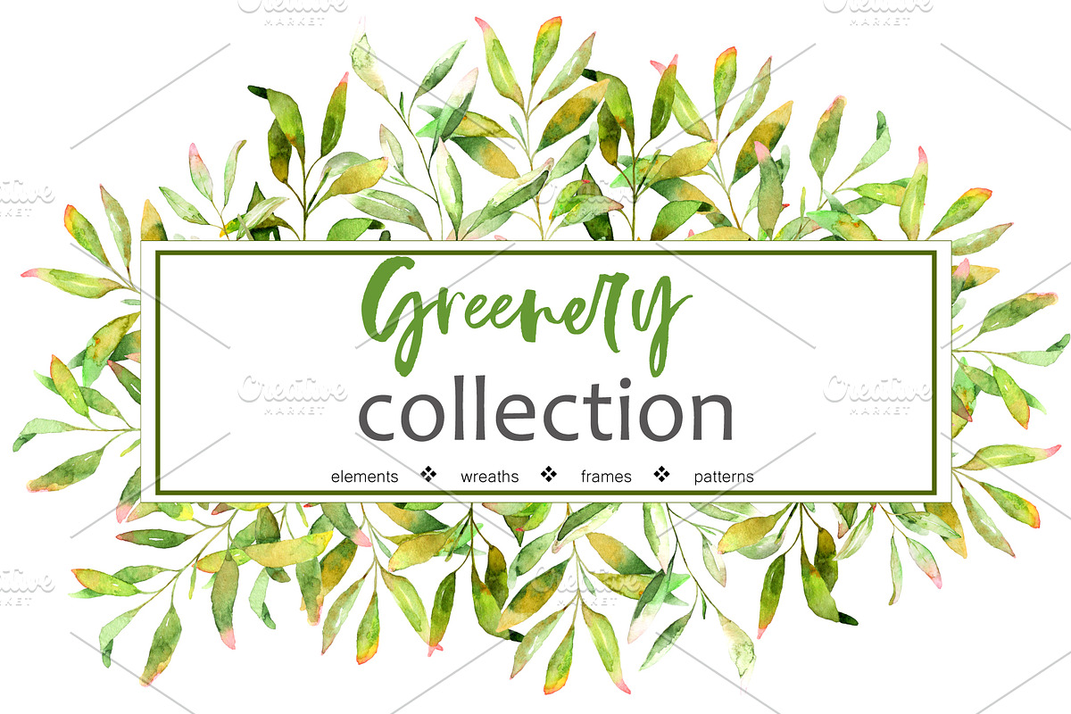 Greenery Collection. Watercolor set, a Decorative Illustration by SaharaArt (Photo 1 of 7)