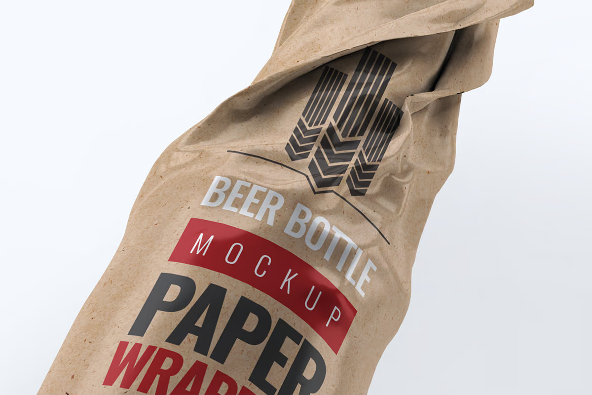 Beer Bottle Paper Wrapped 8 Mock-Up, a Product Mockup by Hubzway (Photo 6 of 9)