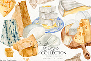 Watercolor cheese collection, a Food Illustration by CrystalinaShop (Thumbnail 1 of 4)